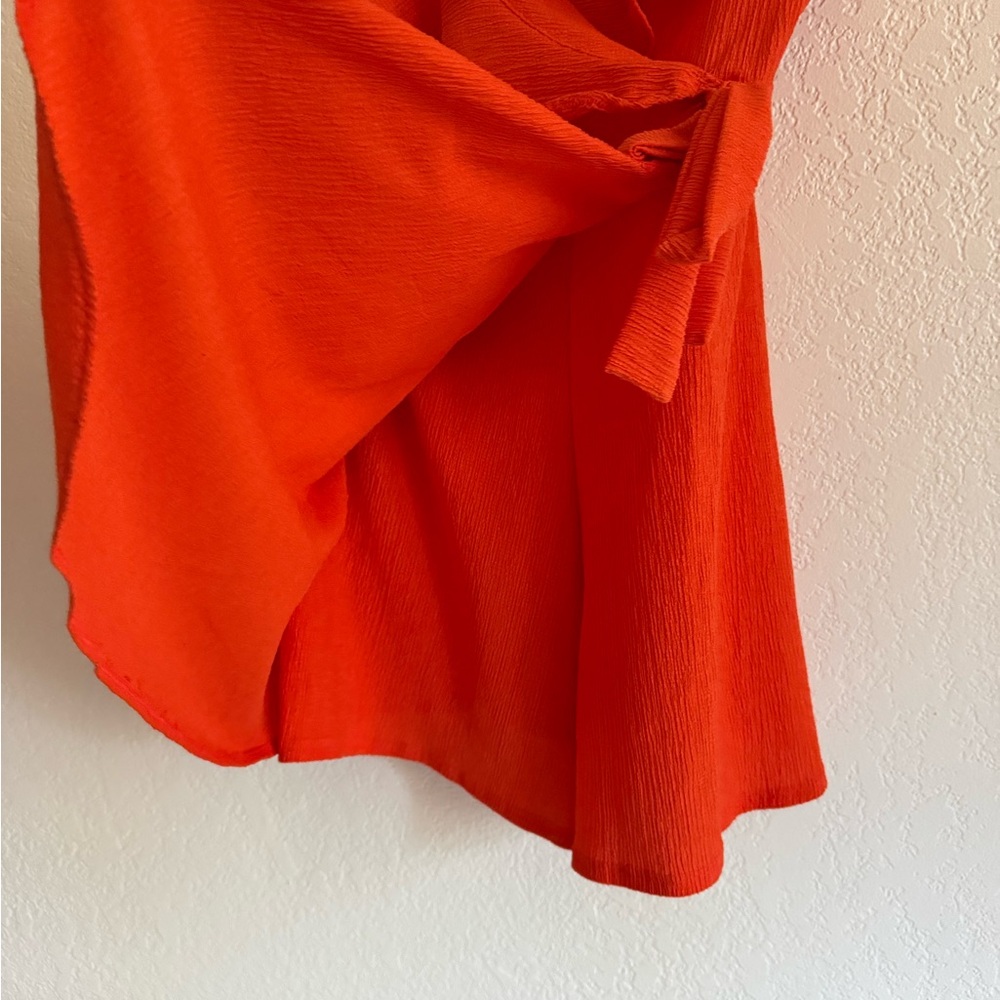 Orange Ruffle Wrap Dress - Picture 4 of 6